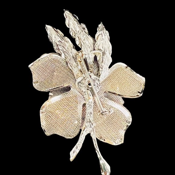 Vintage Gold Tone Mesh Flower Brooch (4785) - Picture 3 of 4